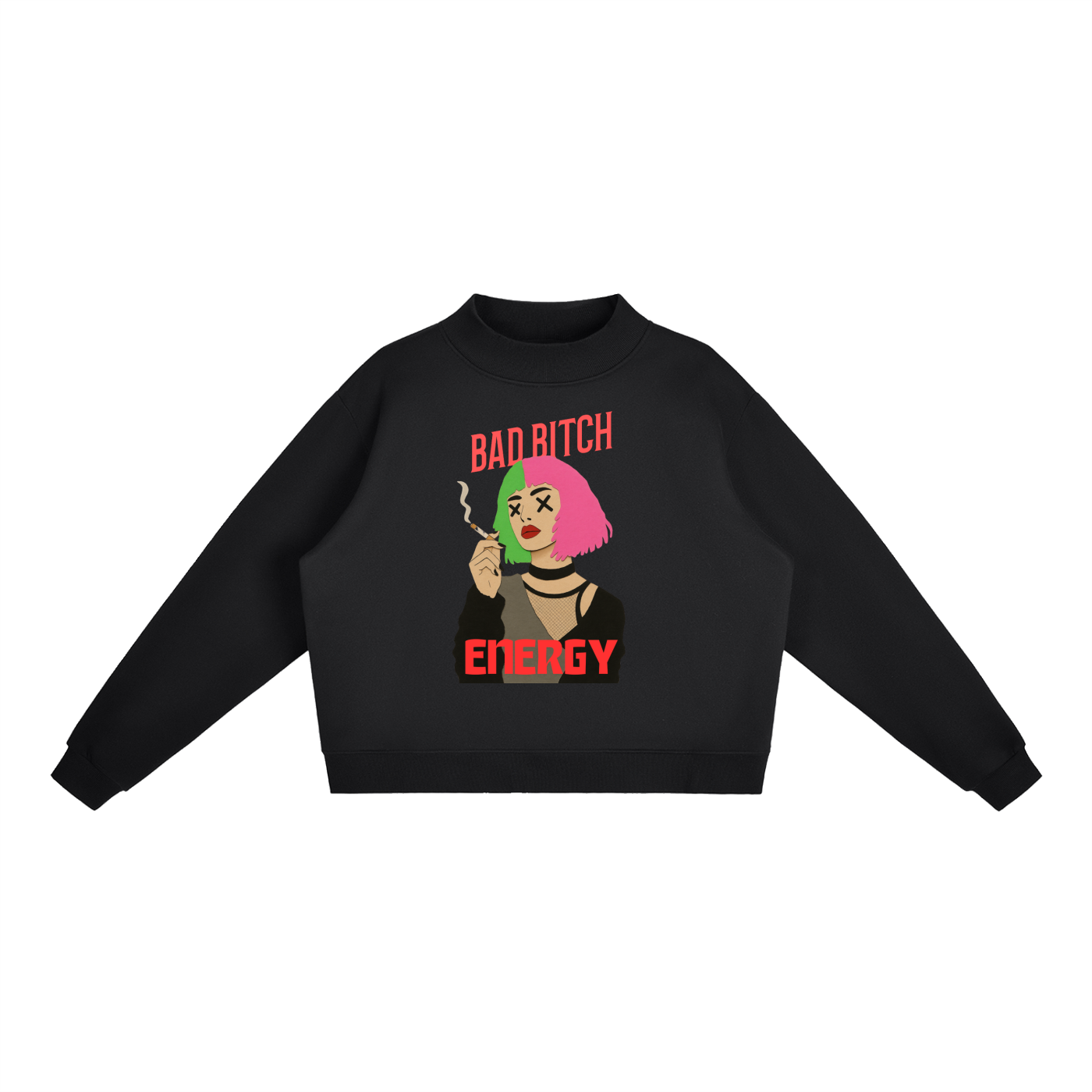 Essential Fleece Mock-Neck Crew Sweatshirt
