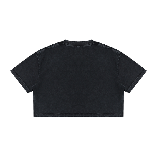 BAD BITCH ENERGY-Women's-Mineral Wash Cotton Crop T-Shirt